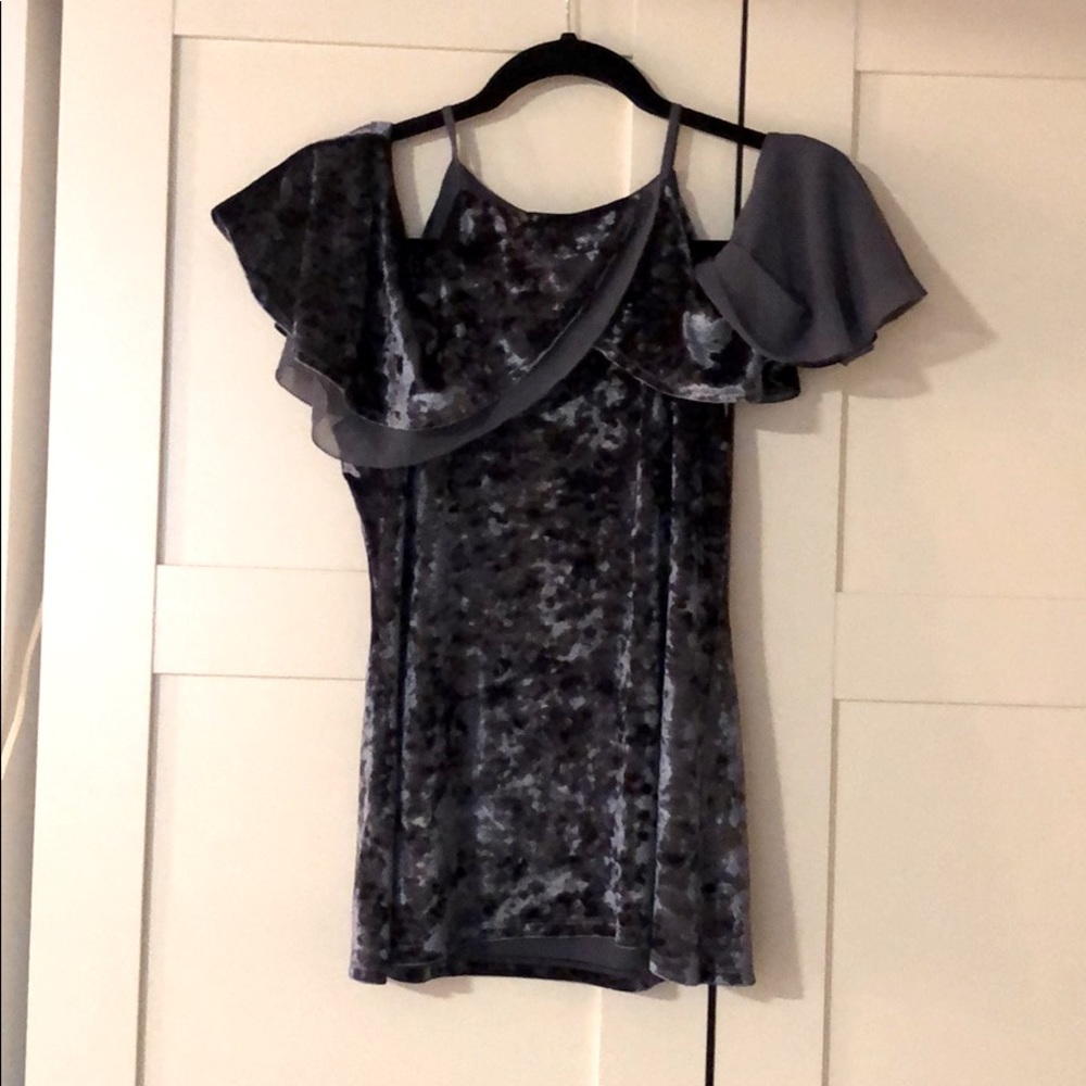 Dusty blue velvet blouse White House Black Market